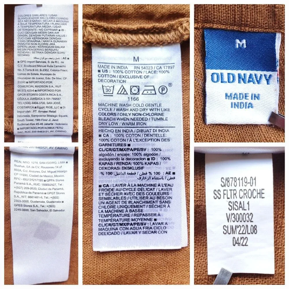 Old Navy Crochet Flutter Sleeve Top Womens M Sisal Brown Boho Chic Fairycore - Picture 4 of 9